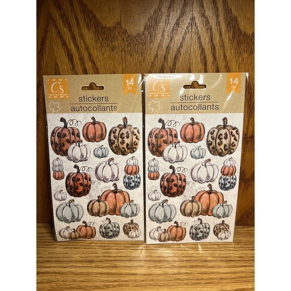 Crafter’s Square Pumpkin Themed Stickers (Brand New) 28 Stickers Total LOT OF 2 - Picture 1 of 4
